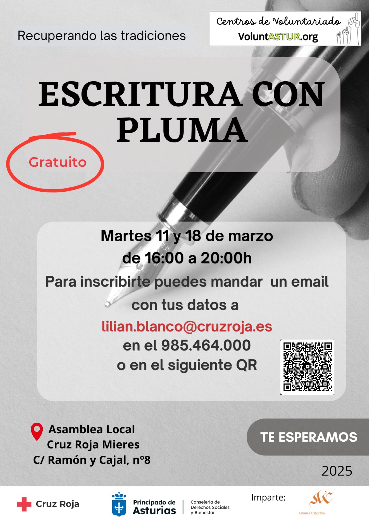 Escritura Pluma Crus Roja Juventud Mieres